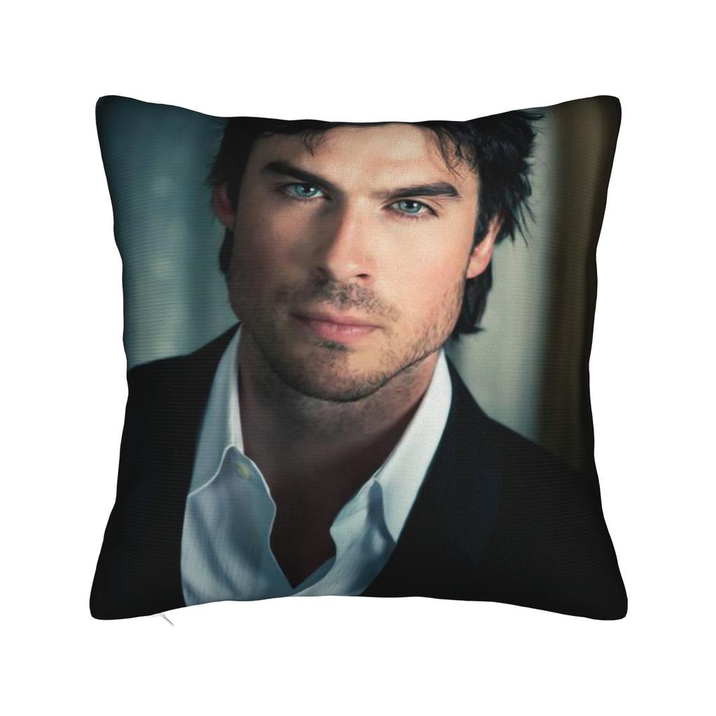 Ian Somerhalder Pillowcase Printed Polyester Cushion Cover Decorations Damon Salvatore Cat Throw Pillow Case Cover