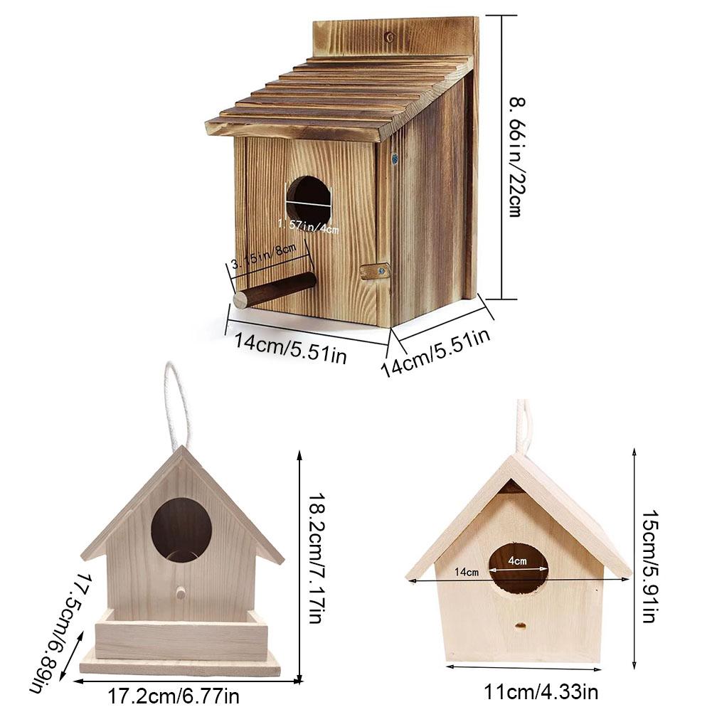 Creative Solid Wood Hummingbird House Outdoor Wooden Bird Nesting Box Hanging Birdhouse Feeder for Garden Yard Patio Decoration