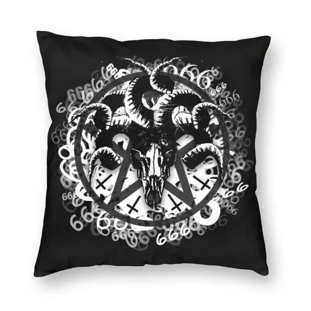 Devil Baphomet Damask Hail Satan Cushion Cover Satanic Leviathan Cross Throw Pillow Case for Sofa Pillowcase Home Decor  40x40cm