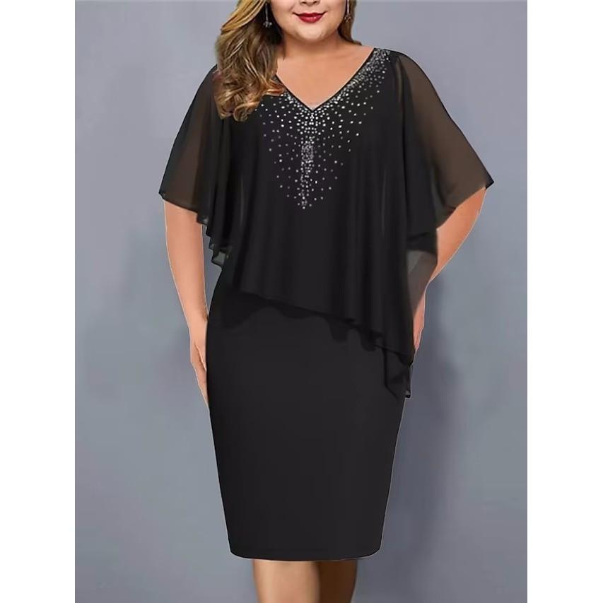 Elegante Abito Estivo in Chiffon con Inserti di Paillettes per Ufficio e Uso Casual