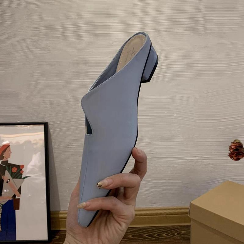 Fashion SUOJIALUN 2025 Spring New Brand Women Slipper Fashion Pointed Toe Slip On Ladies Elegant Mules Shoes Square Low Heel Dress Sanda