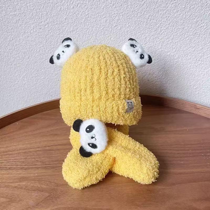 Kids' Wool Hat & Scarf Set with Fleece Lining, Cute Korean Style Pullover for Boys & Girls