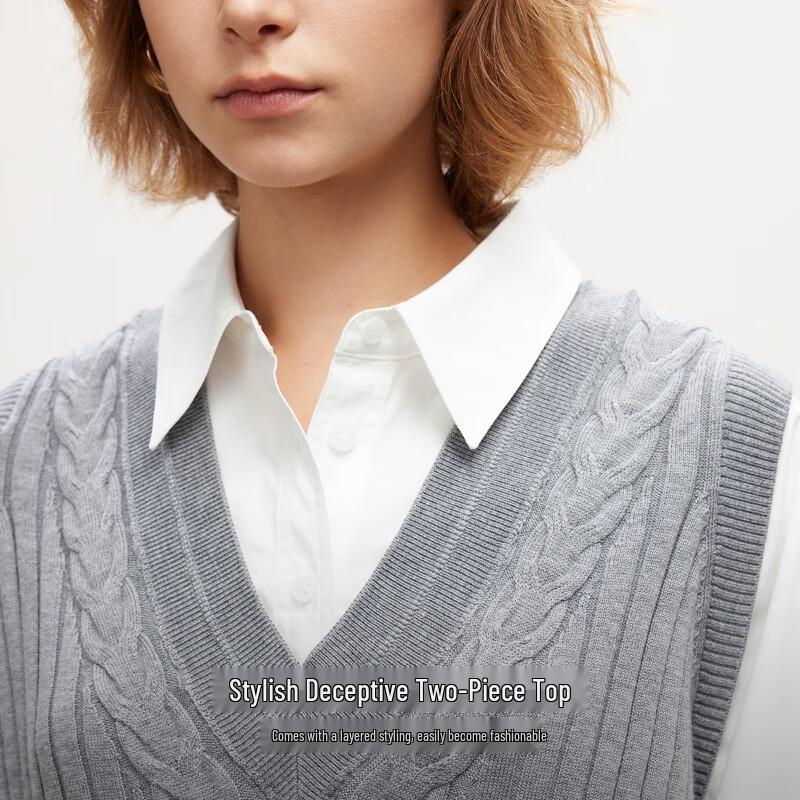 ONLY Faux Two-Piece Ribbed Vest Shirt