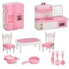 24Pcs Style Brown Miniature DollhouseFurniture Accessory Kids Toy Cute Kawaii Pink Kitchen Cooking Things For Girl Gifts