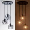 Vintage Ceiling Lamp Adjustable Hanging Pendant Lights E27 Base Black Geometric Ceiling Hanging Lamp For Kitchen Dinning Room Hallway