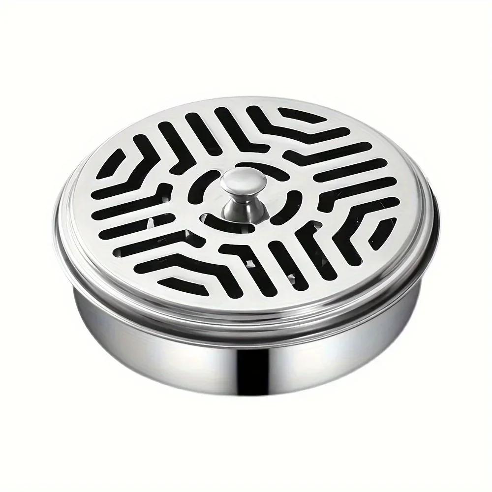 New 1pc Stainless Steel Mosquito Coil Box Cover Mosquito Coil Tray Large Ash Tray Outdoor Portable Mosquito Coil Holder