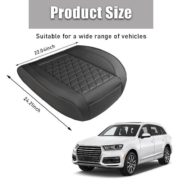 Car Front Seat Cover, 22"×24" Luxury PU Leather Auto Seat Protection Cover, Comfortable Anti Slip Front Bottom Seat Cushion with Full Wrap,