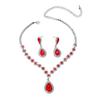 Colorful Crystal Water Drop Necklace & Earring Set for Women - Wedding & Party Jewelry (3 Pcs)