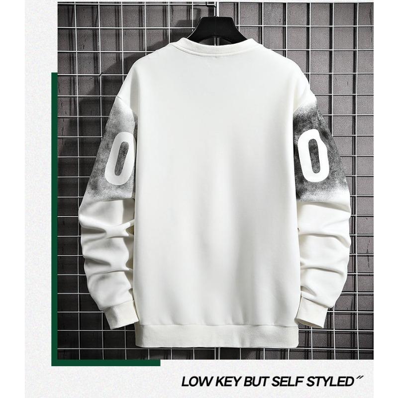 Spring Autumn Round Neck Letter Printing Sweatshirt Male Long Sleeve Casual Fashion Bottomed Pullover Top Men