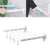 Wall Mounted Clothes Drying Rack Folding Telescopic Punch Free Plastic Laundry Rack for Indoor