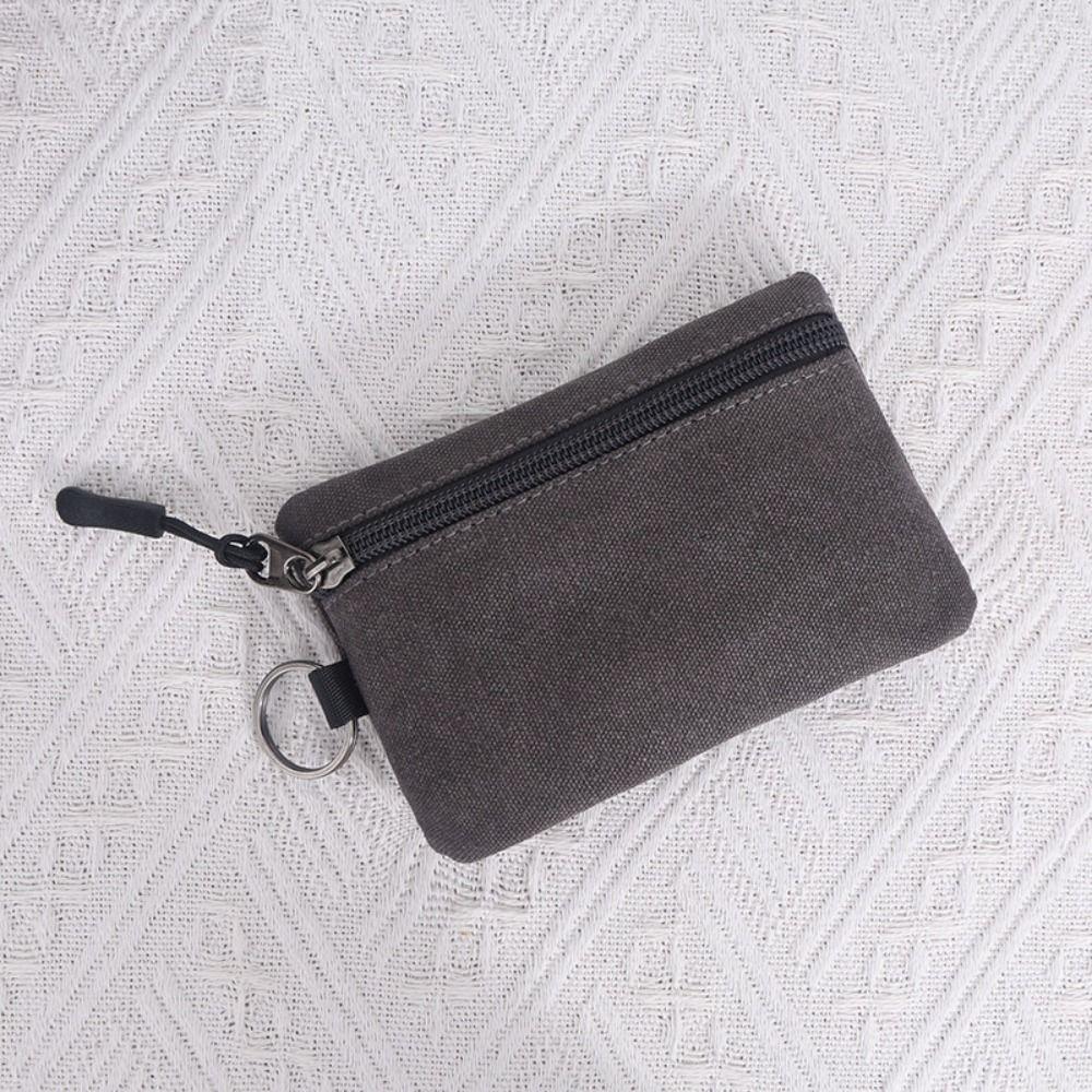 Canvas Mini Coin Wallet Bag Solid Color Zipper Key Bag Money Pocket Purse Women Men Small Card Holder Change Coin Purses