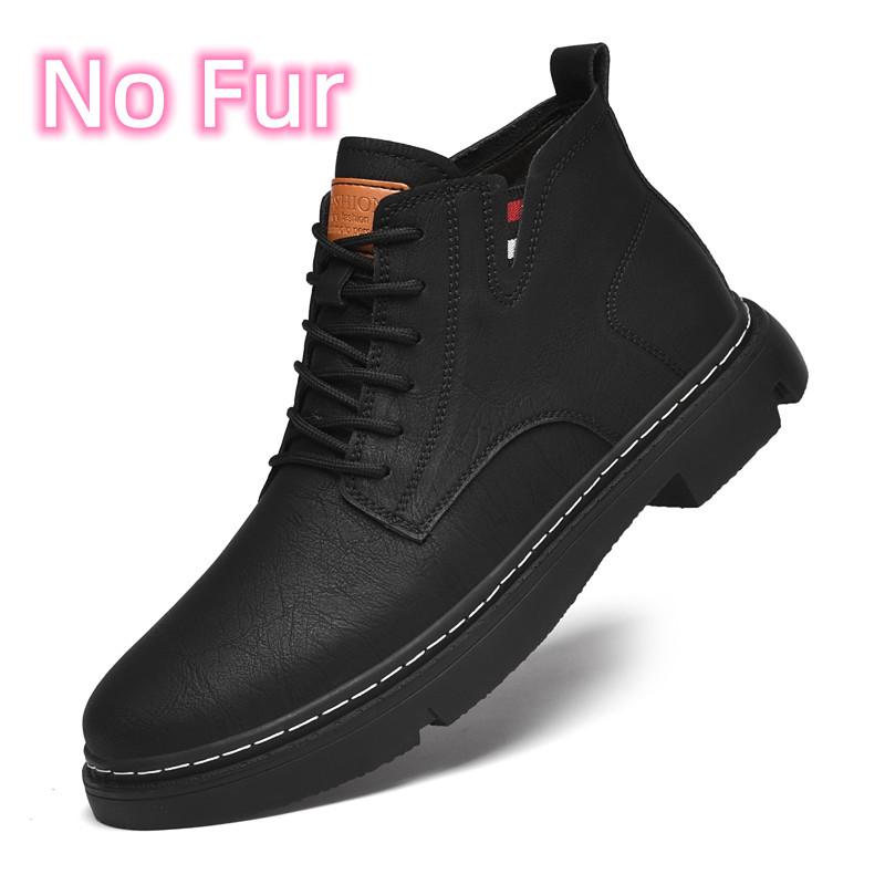 Fashion Genuine Leather Mens Low Top Sneakers 2024 Hot Sale Lace-Up Male Ankle Boots Men Winter Plush Snow Boots Comfortable Men's Shoes