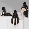 3D Mysterious Statue Gothic Black Robe Queen Figure Bookshelf Sculpture Spooky Sitting Statues Desktop Ornaments Halloween Gifts