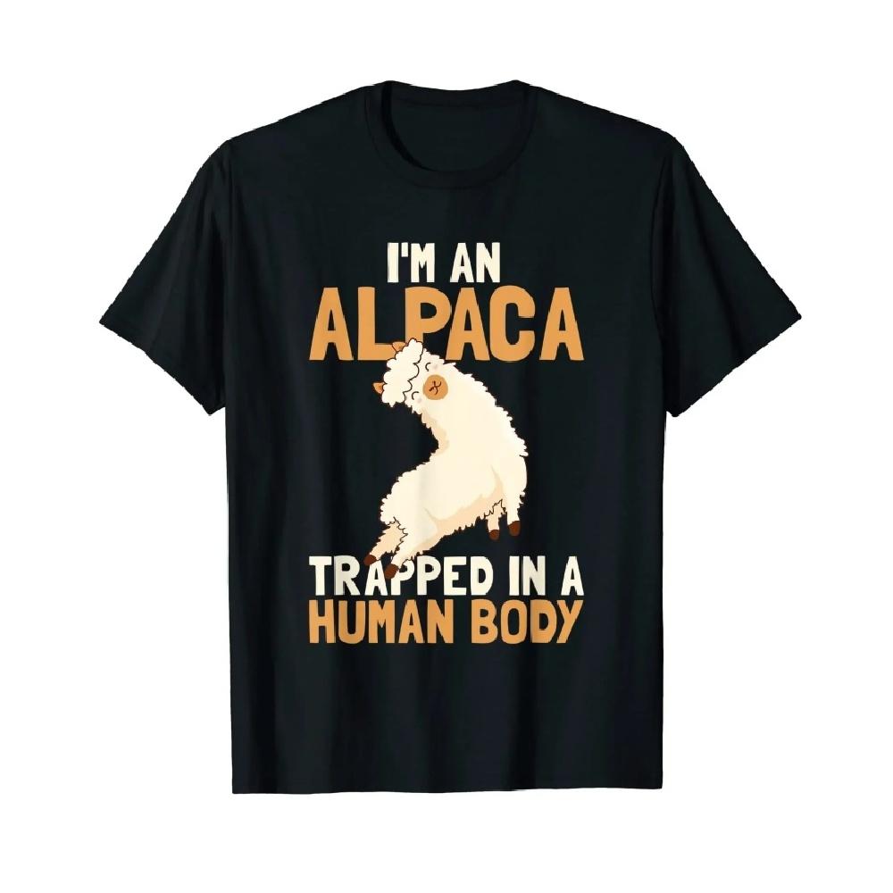 

100% Cotton Funny Alpaca Lover Design Alpaca in a Human Body T-Shirt MEN WOMEN UNISEX T Shirts Size S-6XL XXXXXL