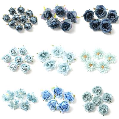 5 Pezzi Mix Blu Teste di Fiori Artificiali Per Decorazione Matrimonio Decorazione Casa Fai da Te Lettere Compleanno Ghirlanda di Natale Artigianato Fiori Finti