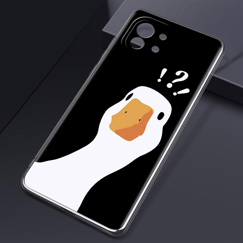 Cartoon Doubt Duck For Poco X5 X3 NFC F5 F4 F3 M3 Clear Case For Xiaomi 12T 12 13 Lite 11 Ultra Mi 10T 5G 11X Pro 11T Soft Cover