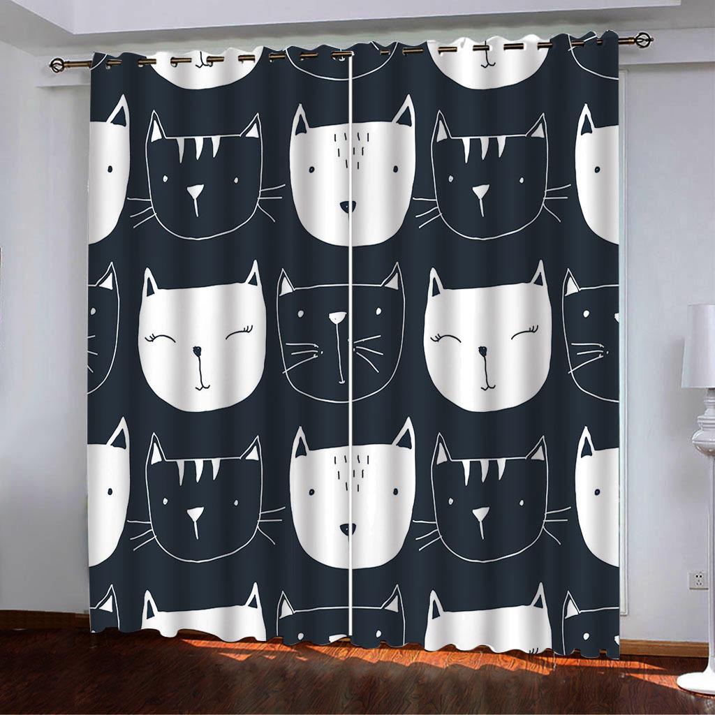 Curtains Popular Small Animal Head Simple Digital Printing High Density Blackout Curtains