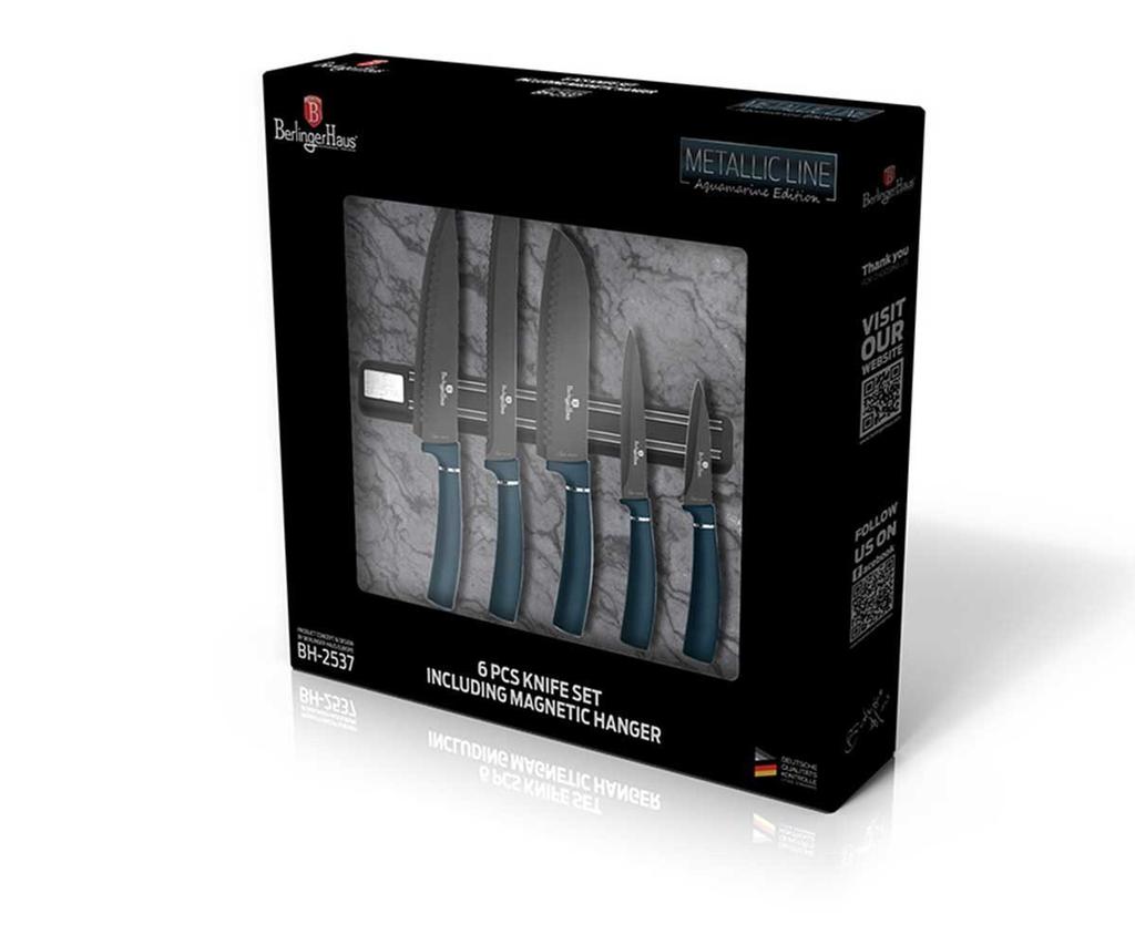 Zestaw 5 noży kuchennych z listwą berlinger haus bh-2537 aquamarine lumarko!