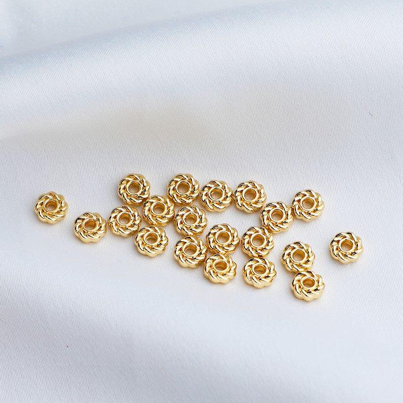 14k Gold-Plated Color-Preserving Twisted Spacer Beads - 5mm Washers for DIY Jewelry Making