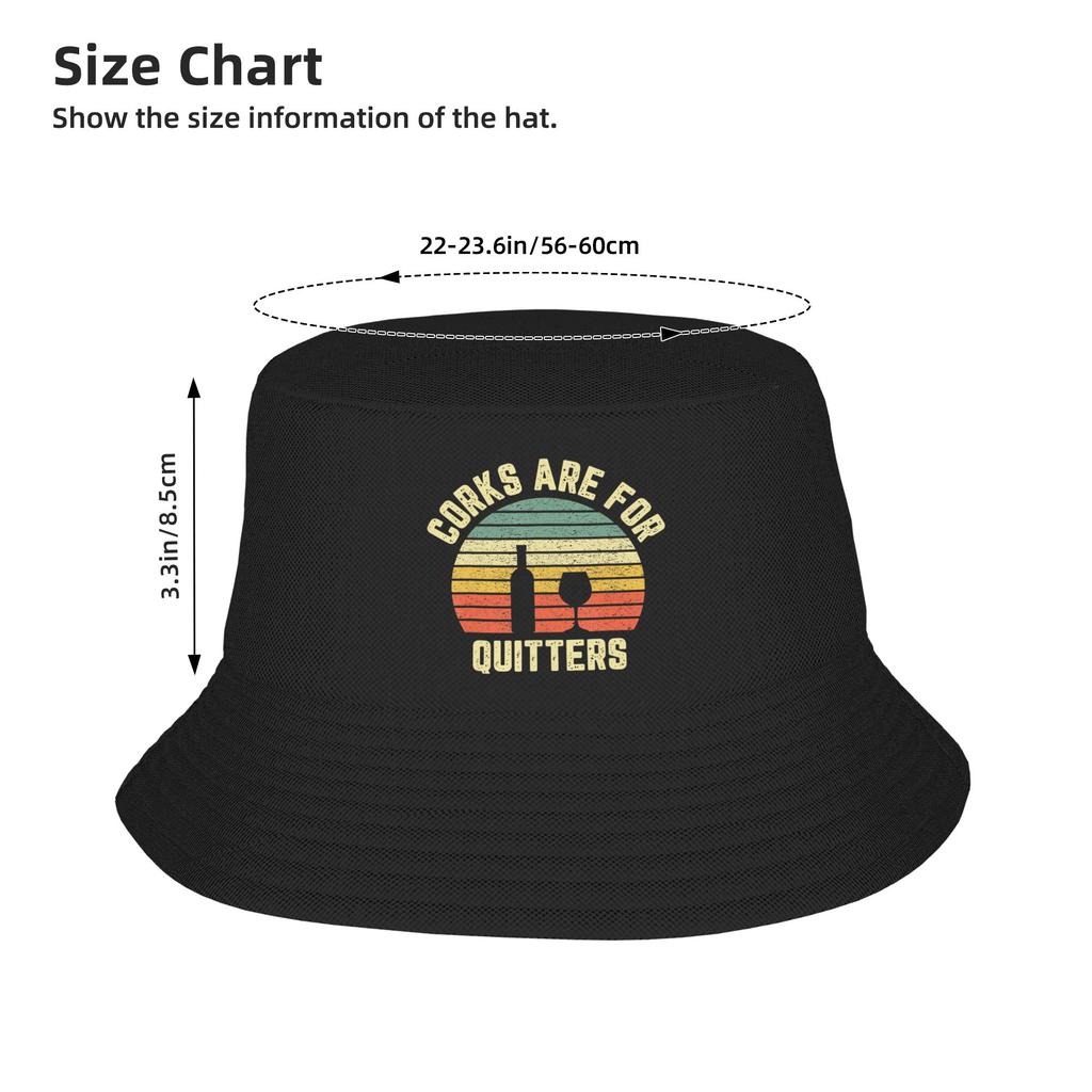 Funny Wine Corks Are For Quitters Wine Gift Idea Bucket Hat For Unisex  Fisherman Hats Classic Beach Travel Caps Portable Hats