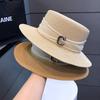 Flat top straw hat women's summer outing seaside sunshade sunscreen sun hat new straw temperament top hat