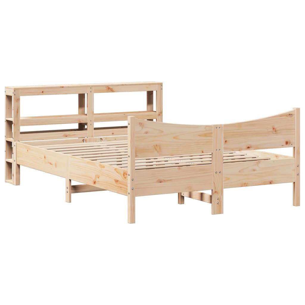 Vidaxl Rama Łóżka Z Wezgłowiem, 140X190 Cm, Lite Drewno Sosnowe