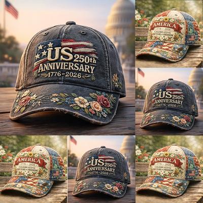 Men's And Women's American Anniversary Commemorative Digital Print Baseball Cap For Adults With Retro Elements