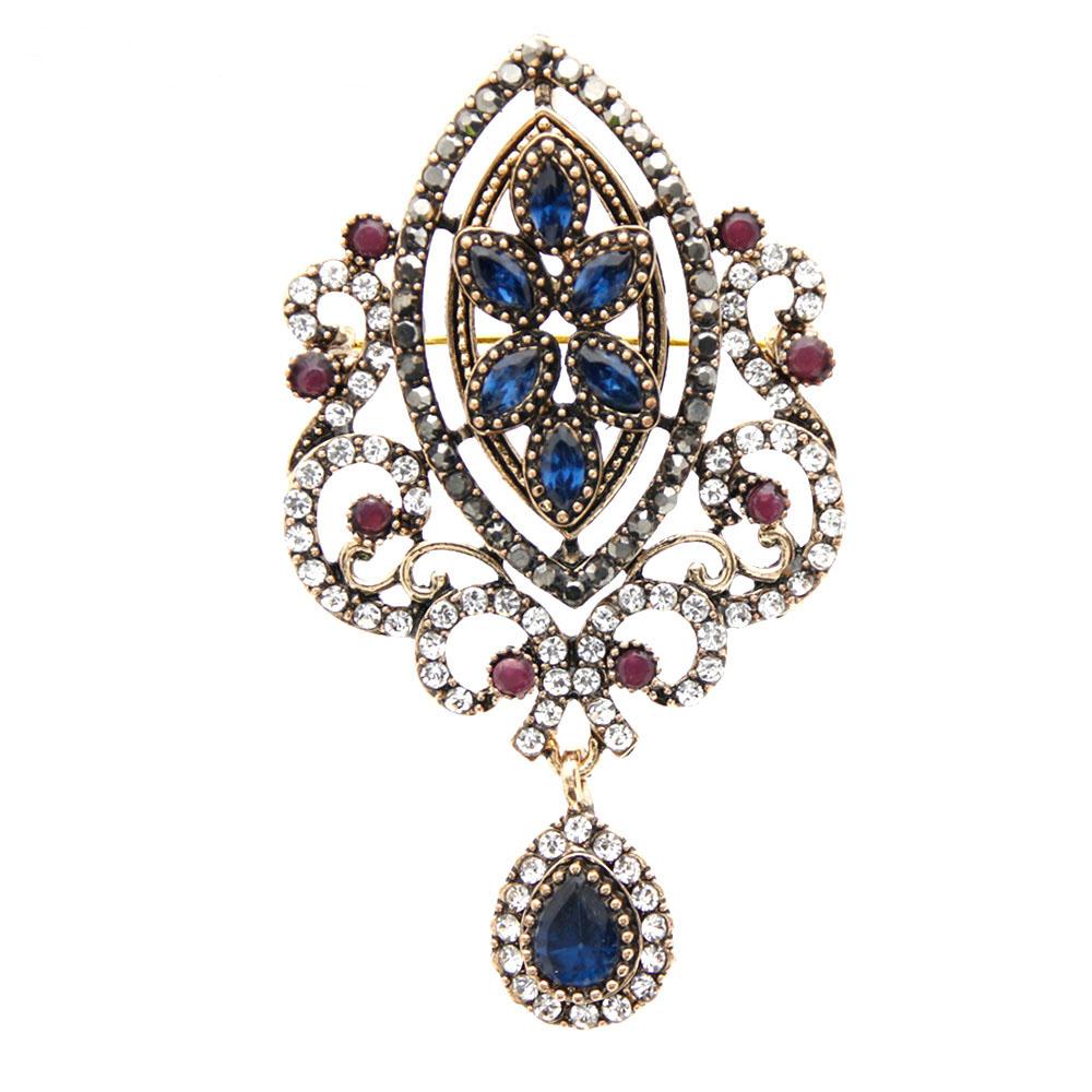 Gold Color Crystal Bride Wedding Jewelry Brown Brooch Flower Type Jewelry