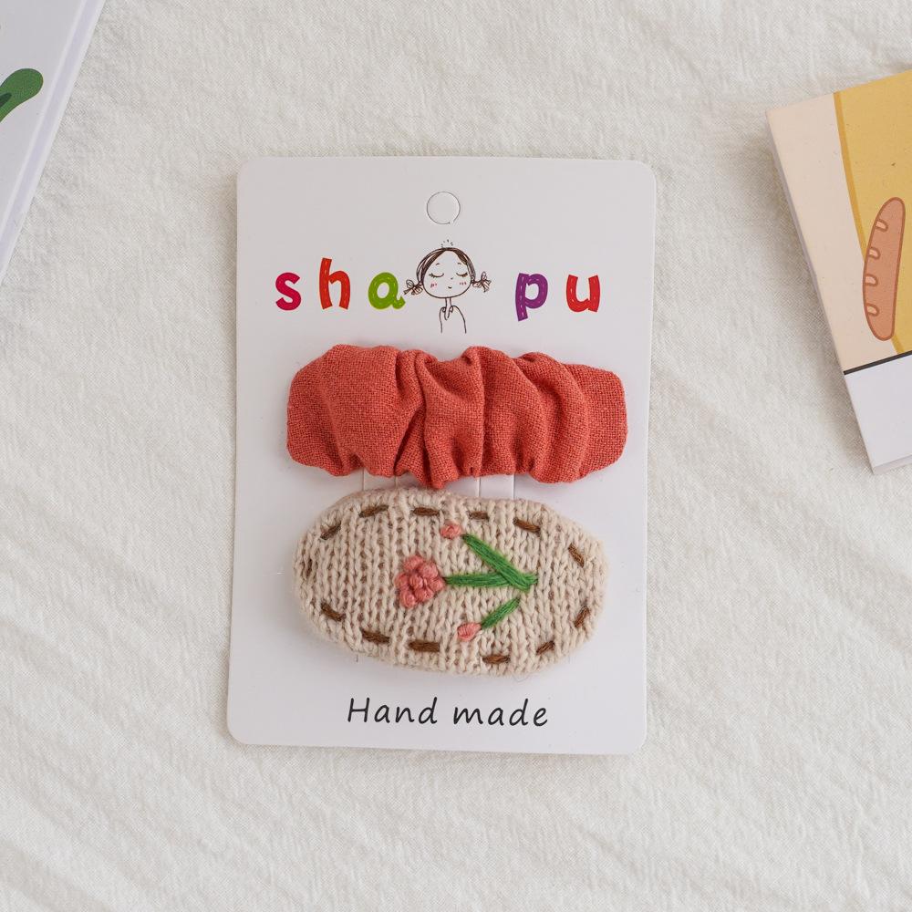 Cute Children Hair Pins Matte Cartoon Fruit Plant Fabric Embroidery BB Hair Clips for Girl Korea Simple Fashion Hair Accessories