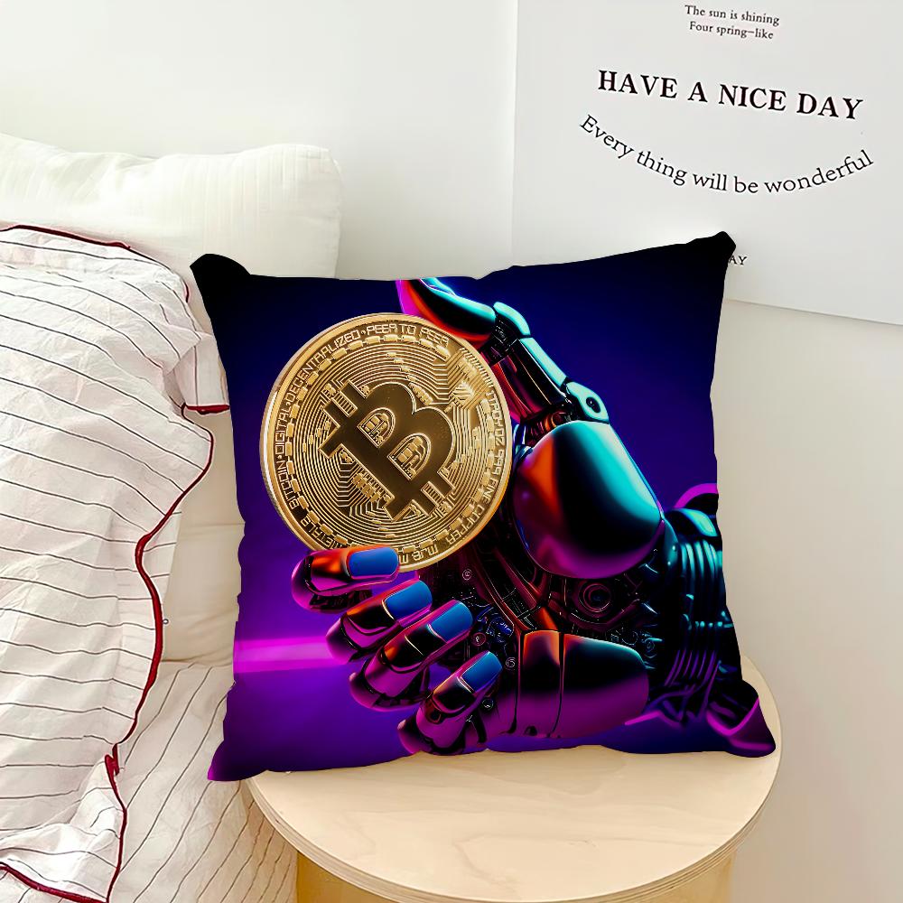 Bitcoin Krypto Kryptowährung Btc Kissenbezug Sofa Wohnzimmer Schlafzimmer Kopfteil Rückenlehne Kissen Quadratisches Kissen Nickerchenzeit