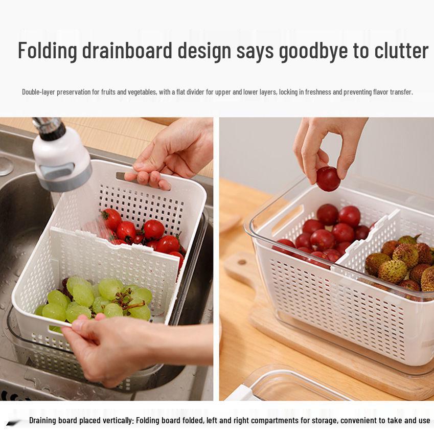 Large Capacity Double-Layer Transparent Food-Grade Sealable Fresh-Keeping Refrigerator Box