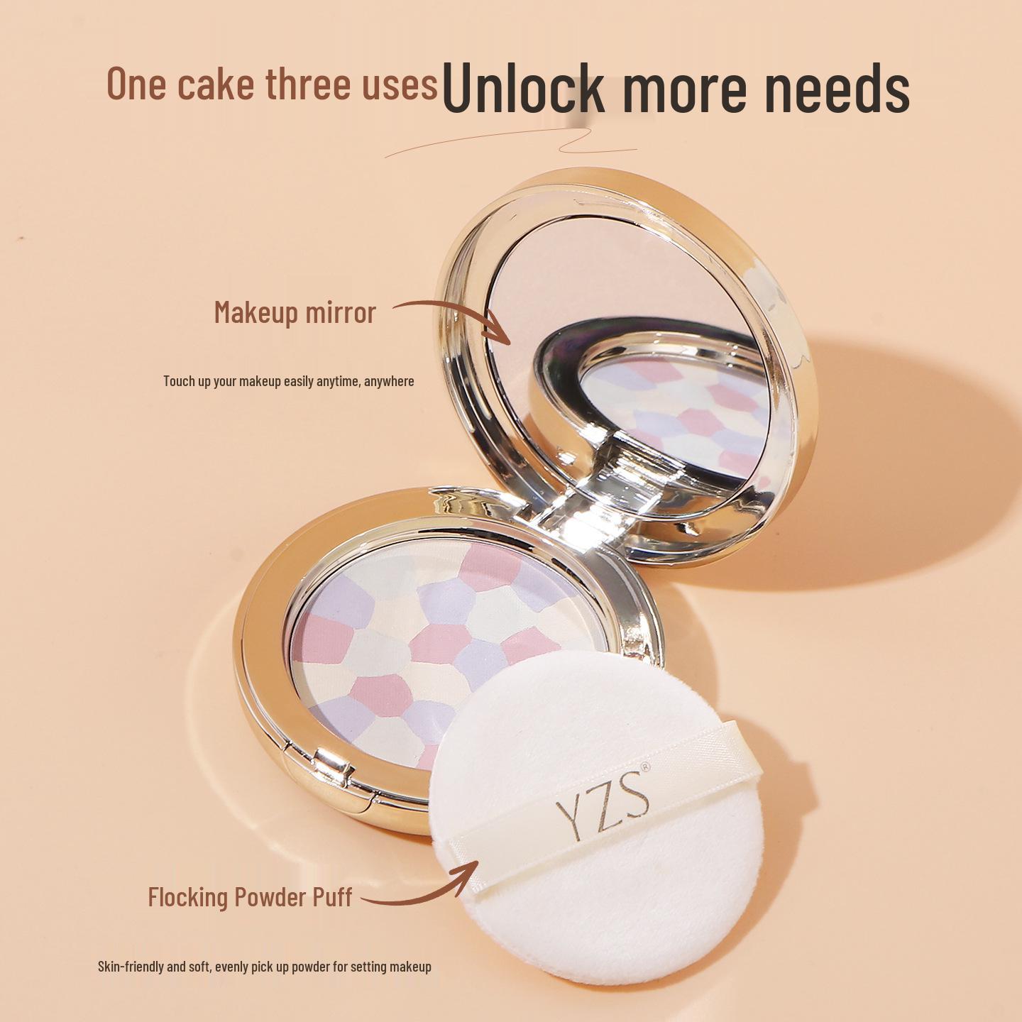 Moonlit Iridescent Pressed Powder: Soft Satin Finish, Long-Lasting Bronzer & Concealer, Large Compact.