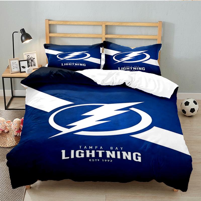 Tampa Lightning Logo 3PCS Bedding set,Ideal for 1pc Duvet Cover And 2pcs Pillowcases Perfect for Fan gift,Ideal for Bedroom, Dormitory
