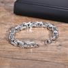 Herren Klobige Byzantinische Armbänder, Retro Grau 8mm Edelstahl Geflochtenes Glied Armband, Vintage Schmuck Geschenk für Ihn Jungen