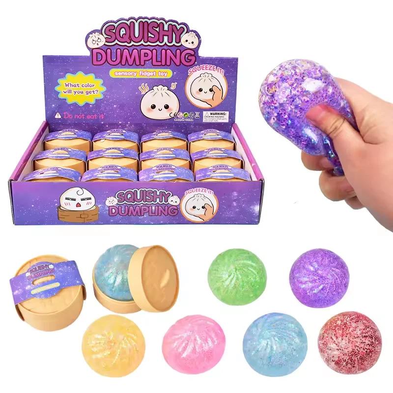 Mini Bunte Glitzer-Knödel-Entlastung Für Stressbälle Simulation Essen Squishies Brötchen Geschenke Farbige Brötchenförmige Entlüftungsball
