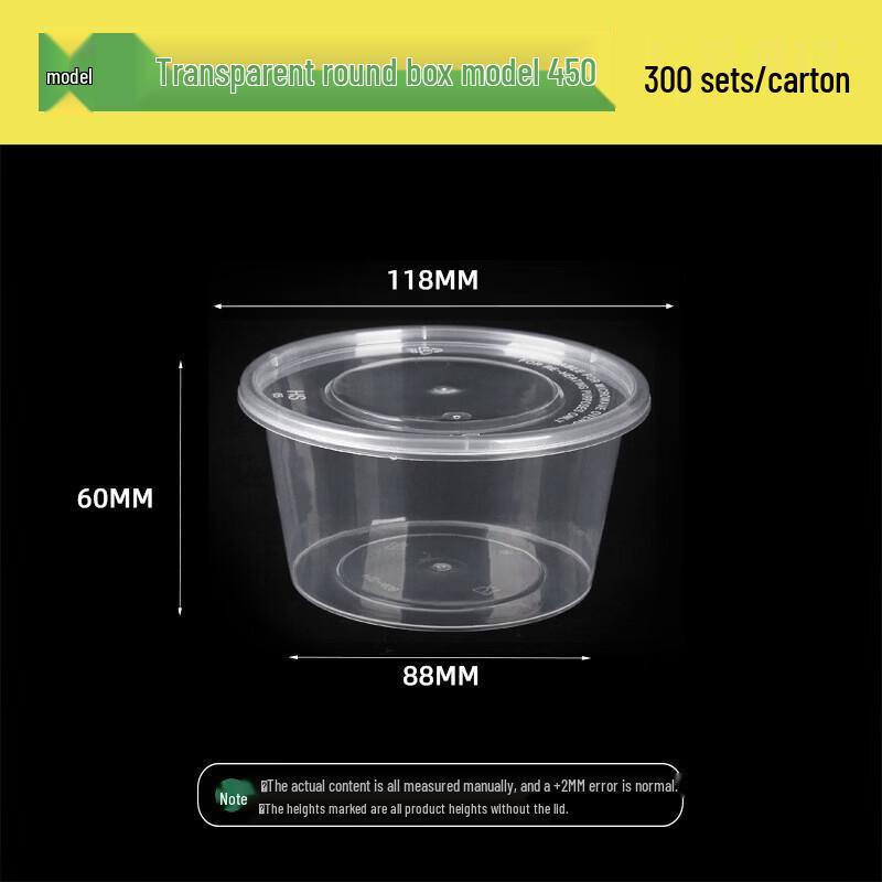 Disposable Round Plastic Take-Out Boxes with Lids
