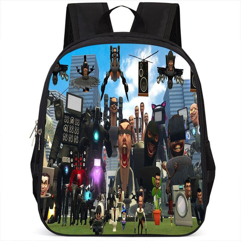 Fashionable Skibidi Toilet Kids Backpack Large Capacity Nylon Bag Unisex Design