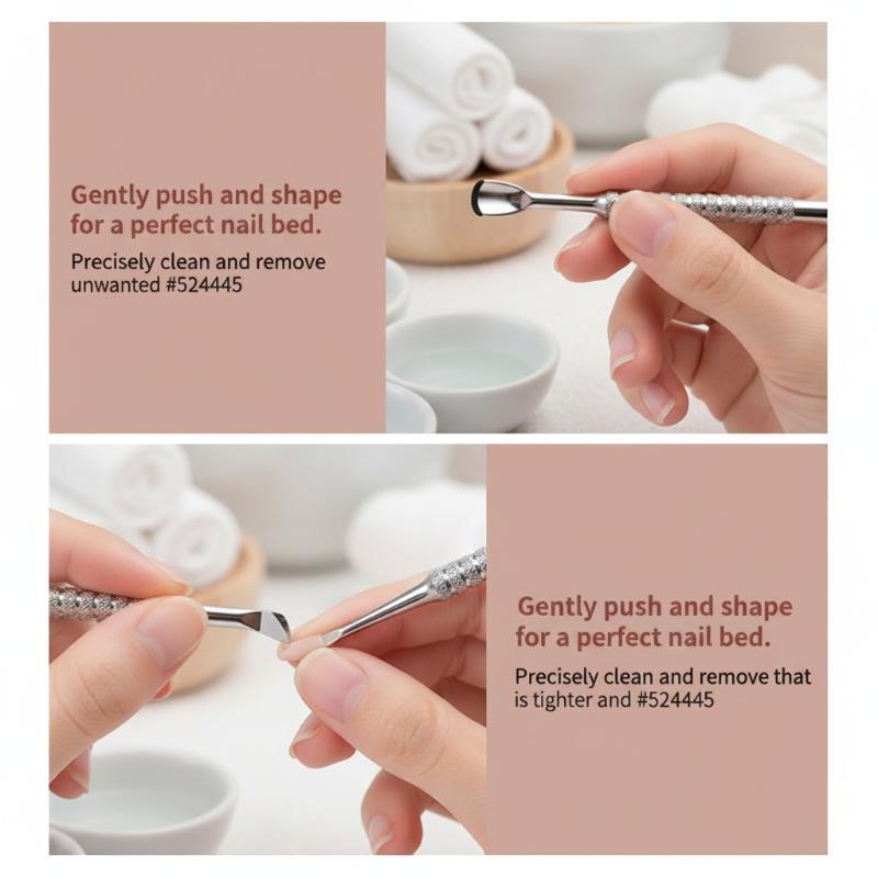 Manicure Professional Stainless Steel Cuticle Pusher With Textured Handle Dual-Side Push Cuticle Back Remove Gel Polish Nail Art