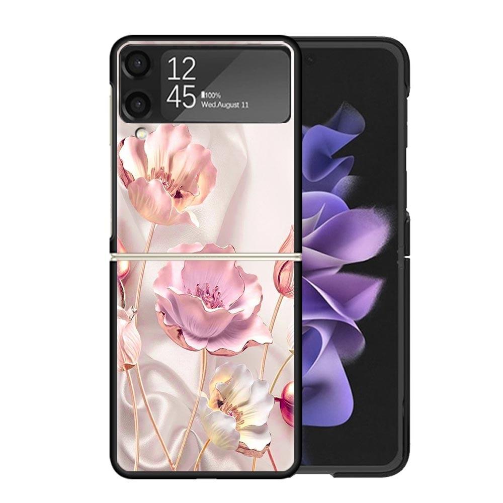 Beautiful Rose Bling Picture Clear Phone Case For Samsung Z Flip 7 6 5 4 3 Galaxy ZFlip7 ZFlip6 ZFlip5 ZFlip4 ZFlip3 5G Print Co
