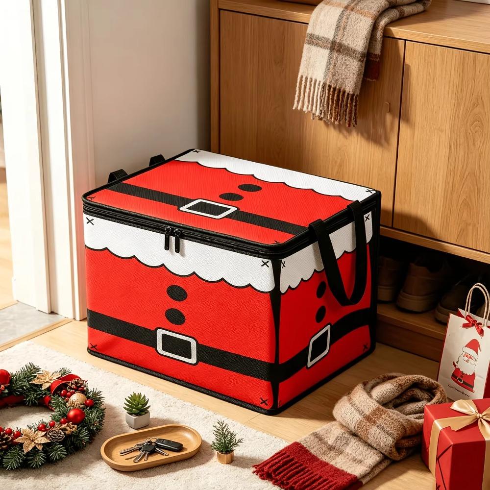 Large Capacity Christmas Storage Baskets Foldable Zipper Storage Box Holiday Gift Storage