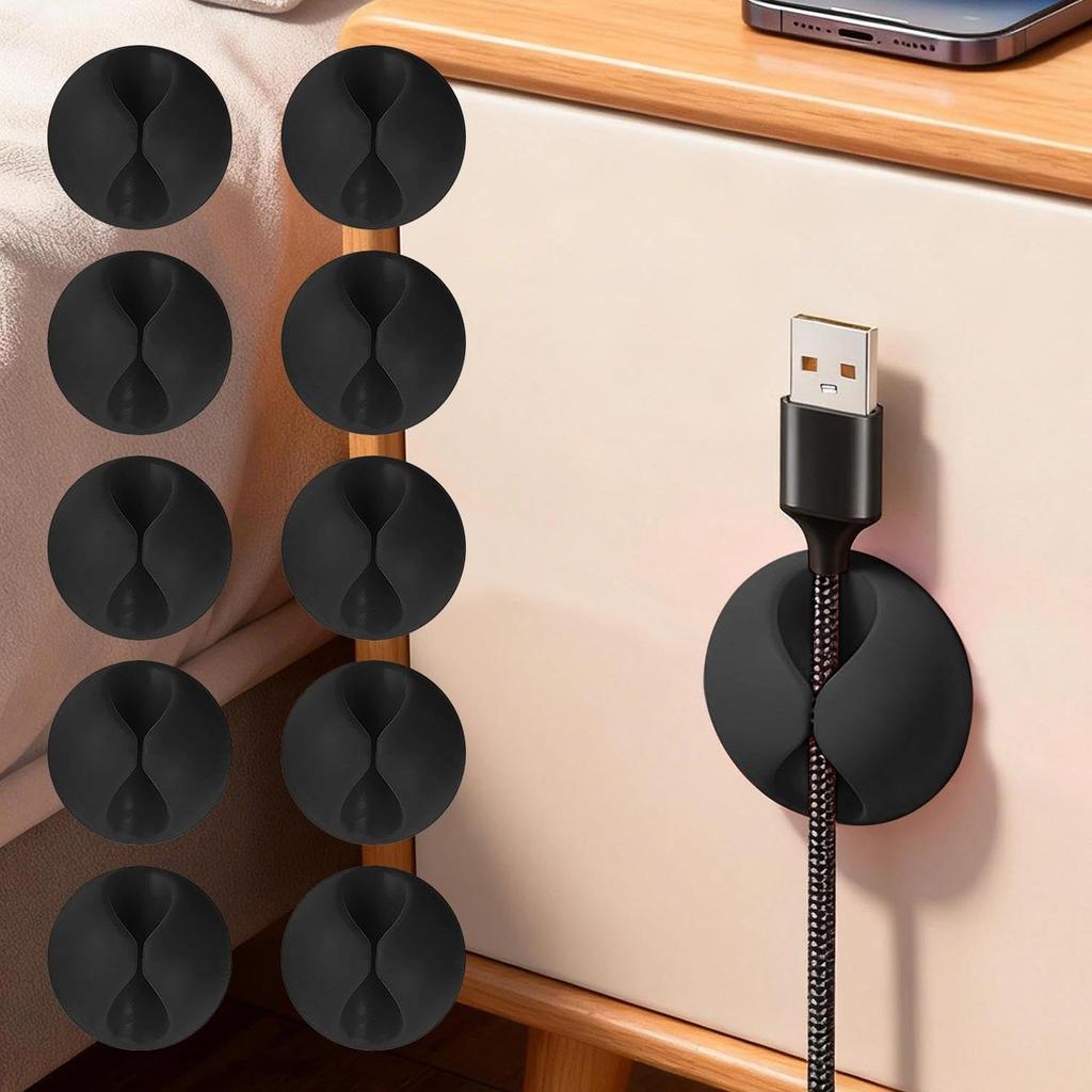10PCS Desk Cable Organizer Clips for Wire Management Adhesive Cord Holders USB Charging Cables Office Desktop Organization