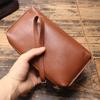 Men's Genuine Leather Soft Clutch Bag - Long Zipper Wallet, Cowhide First Layer, Handheld Casual