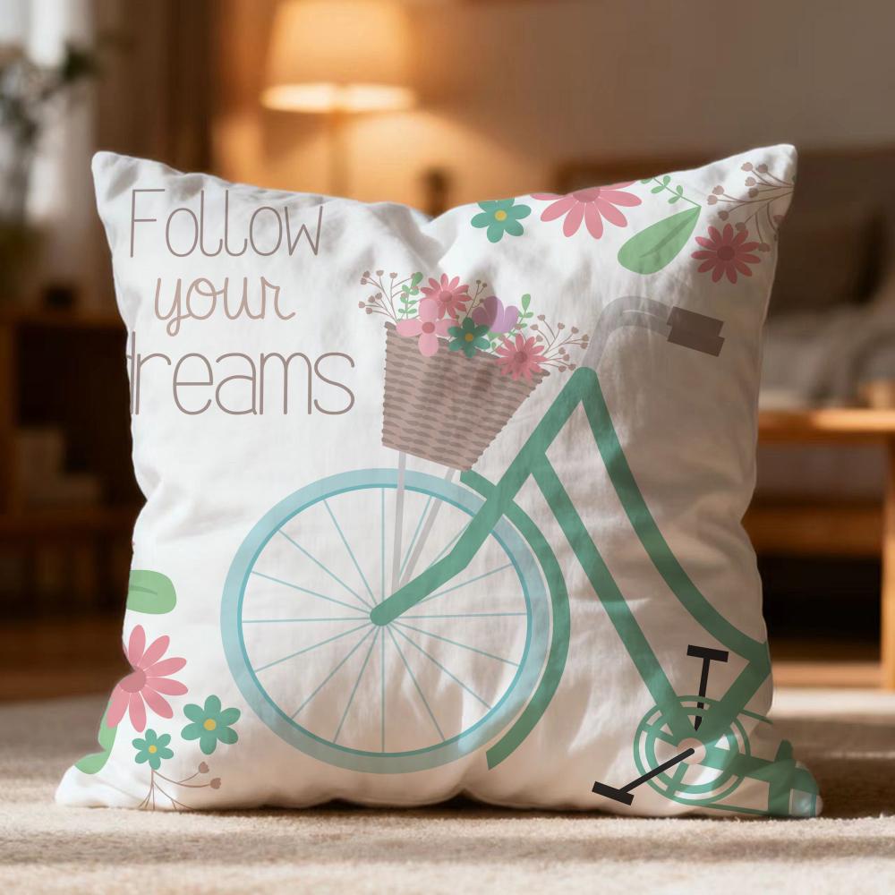 Popular Country Flower Bicycle Cushion Cover Soft Washable Pillow Case Multi-Scene For Couch Bed Travel Office Use