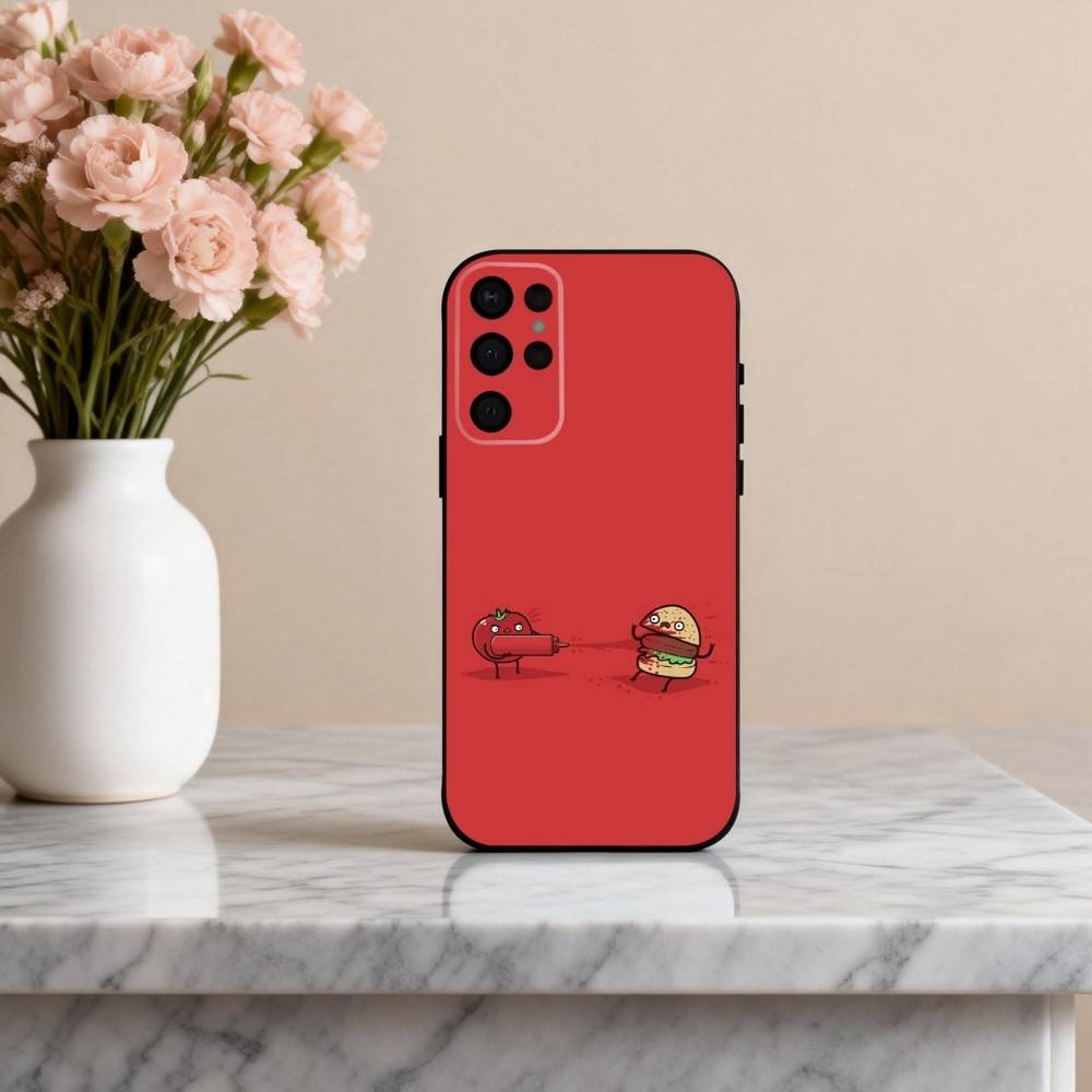 F-Funny Food Fancy art Phone Case For Samsung S25,24,23,22,30,21,10,9,Ultra,Plus,Lite,FE,4,5 G Soft Black Case