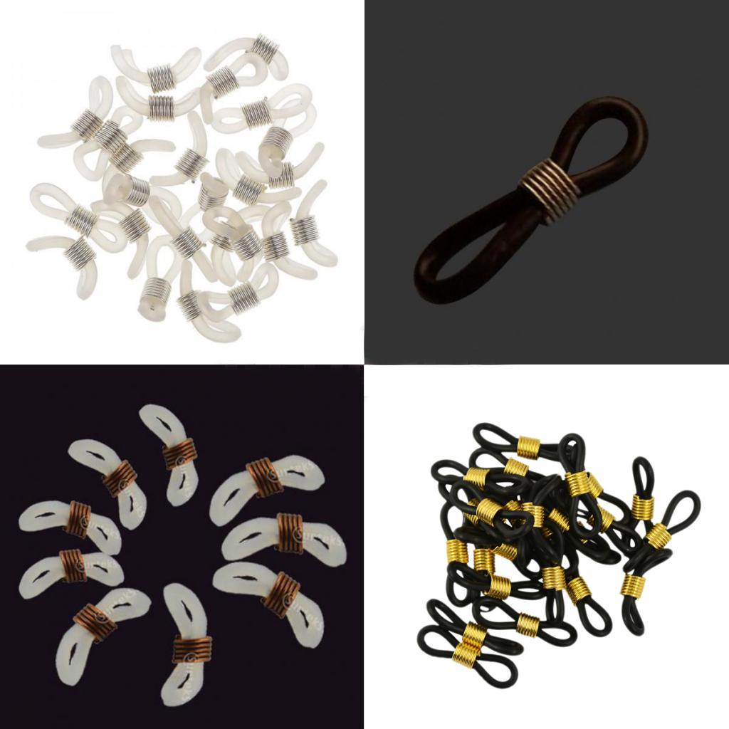 45Pcs Eyeglasses Reading Eyeglass Spectacle Chain Strap Holder Loop Ends Rubber Brass 20mm -