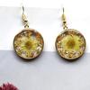 Summer Dried Daisy & Butterfly Earrings - Preserved Flower Design for Women