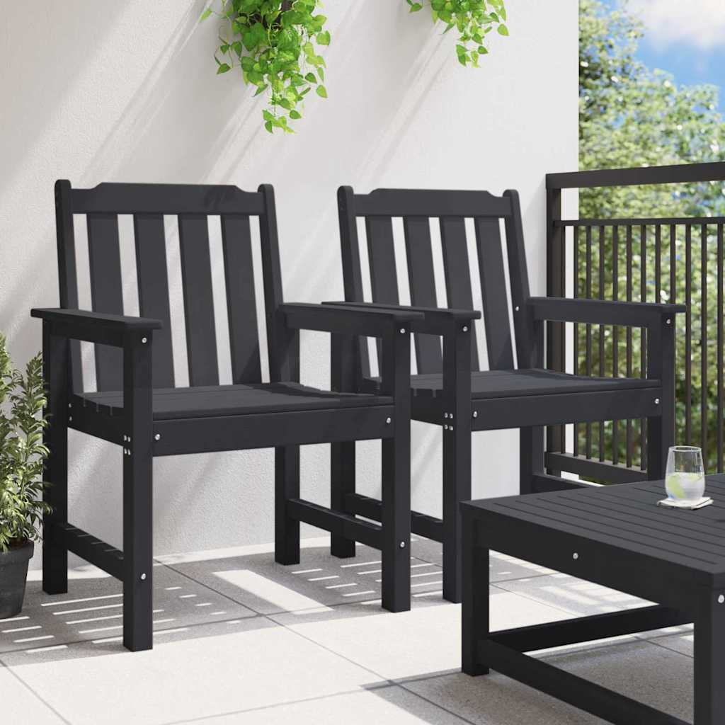 Garden Dining Chair Set 2 pcs Black 65.5 x 59 x 88 cm HDPE