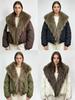 Autumn and winter new big fur collar down padded jacket big fur collar pie overcome navy padded jacket