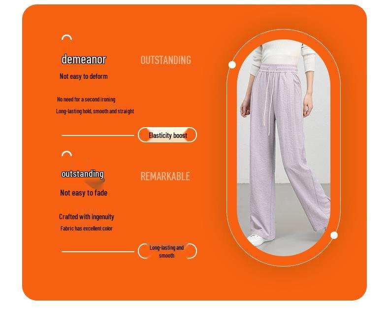 Cloud-Feel Velvet Elastic Waist Drawstring High-Waisted Wide-Leg Summer Pants