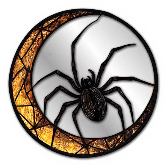 Spider Web Mirror Wall Art Halloween Decorative Stickers with Spiders/Skeletons/Pumpkins, Retro Hanging Festive Party Decorations Ornament,